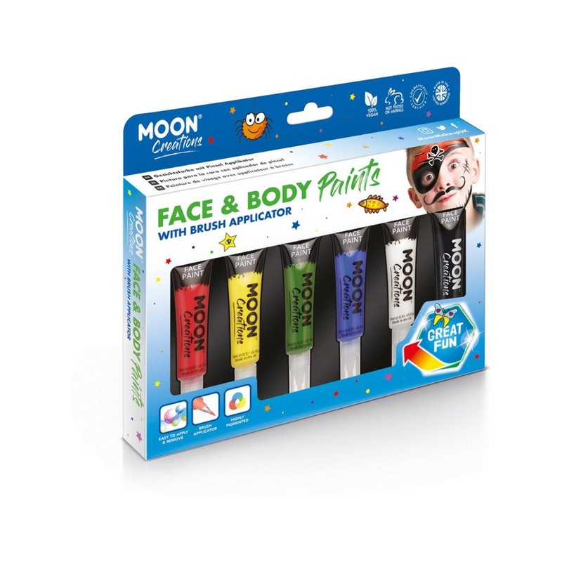 822544z Набор красок для бодиарта детский Moon Creations Face & Body Paints #2, 6шт