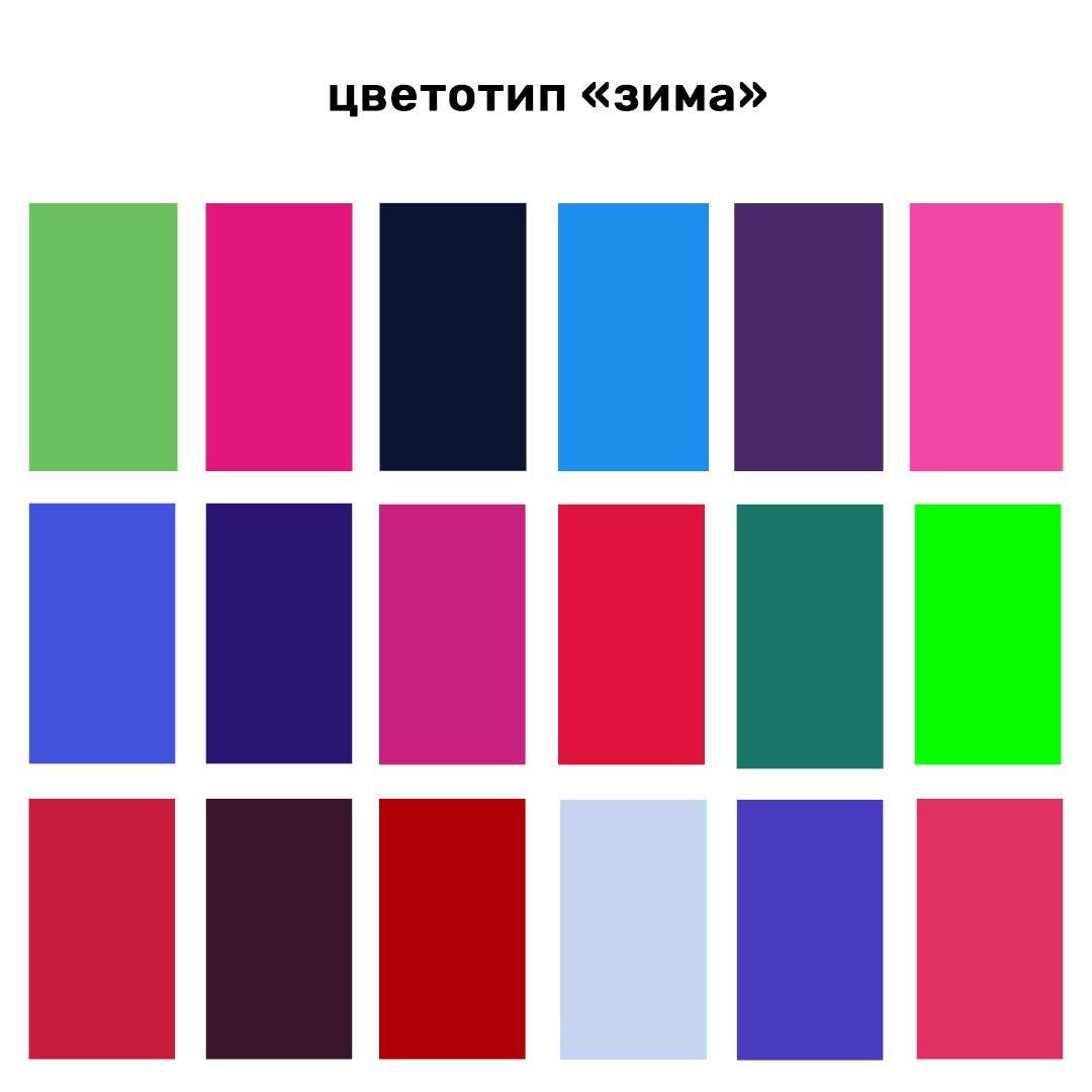 цветотип зима подходящие цвета волос